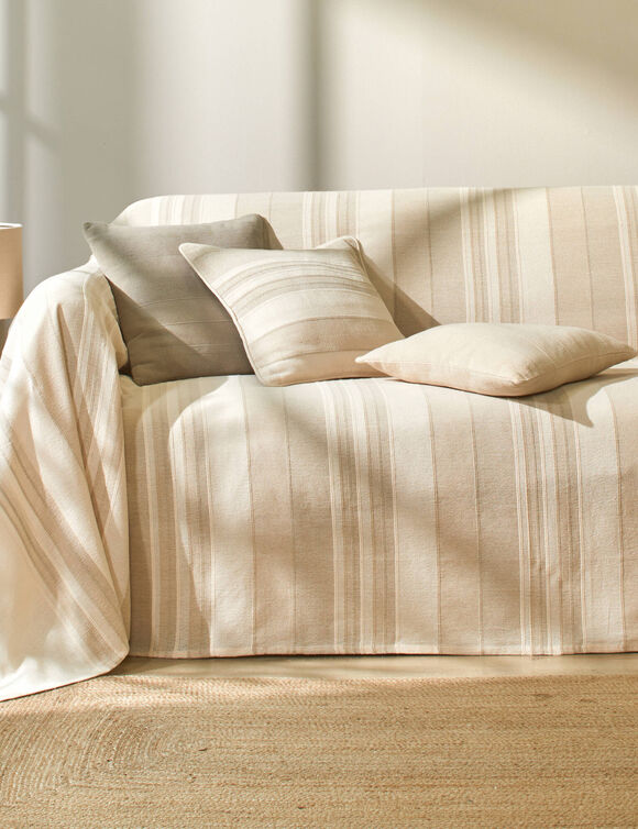 Veelkleurig artisanaal geweven sprei of plaid (zandkleur) Veelkleurig artisanaal geweven sprei of plaid (zandkleur)